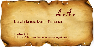 Lichtnecker Anina névjegykártya
